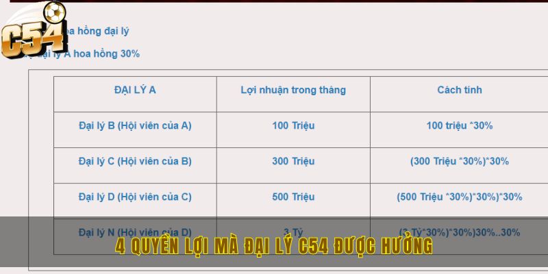 4 quyền lợi mà đại lý C54 được hưởng