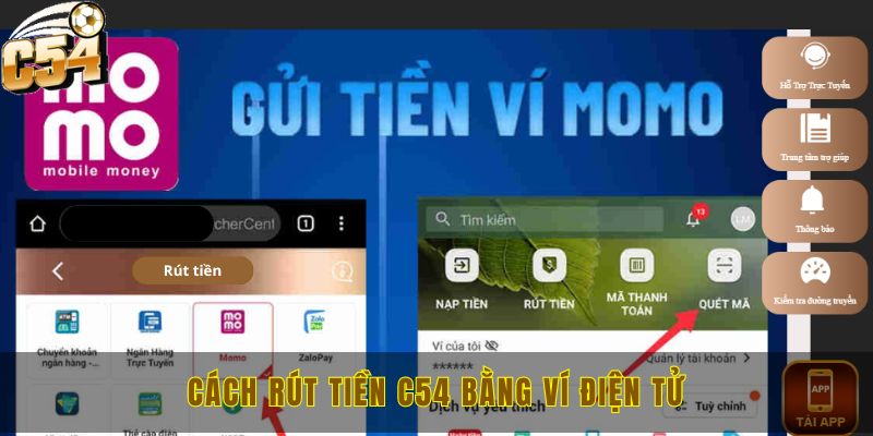 Cách rút tiền C54 bằng ví điện tử